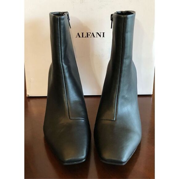 ALFANI - 🎉HP🎉 NIB - L Sz 9.5 Terrie Faux Leather Block Heel Ankle Booties/Black - Picture 5 of 16